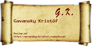 Gavansky Kristóf névjegykártya