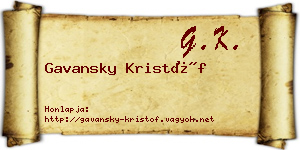 Gavansky Kristóf névjegykártya